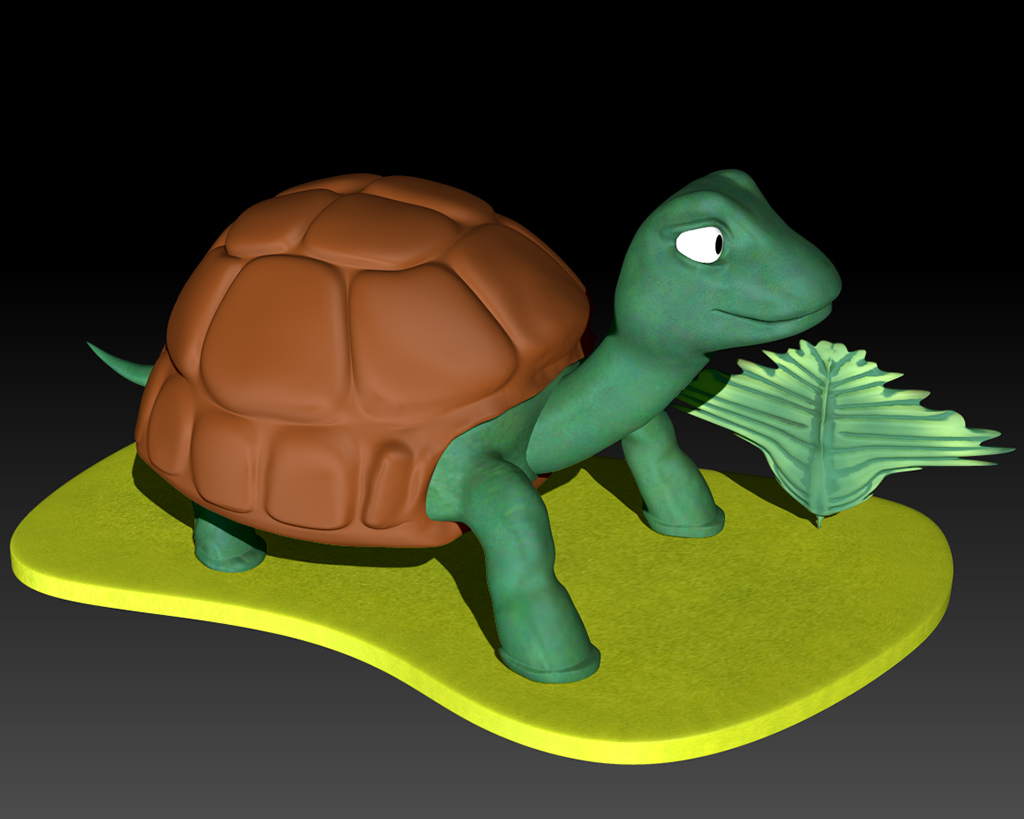Turtle 3D on a Island Pedestal
